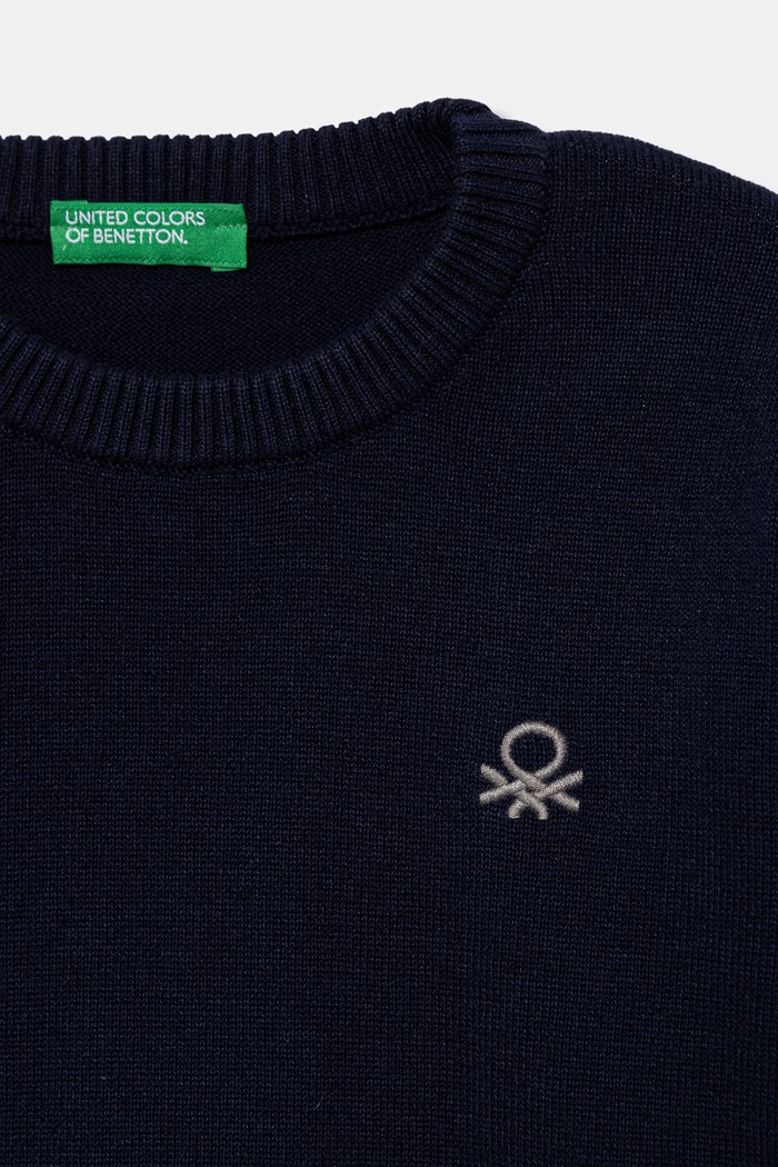 Chlapec United Colors of Benetton detský bavlnený sveter 120YG1019.P.Stagionale tmavomodrá