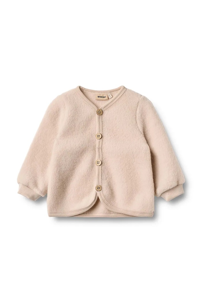 Wheat cardigan din lână merinos pentru bebeluși uni roz 6422k.786