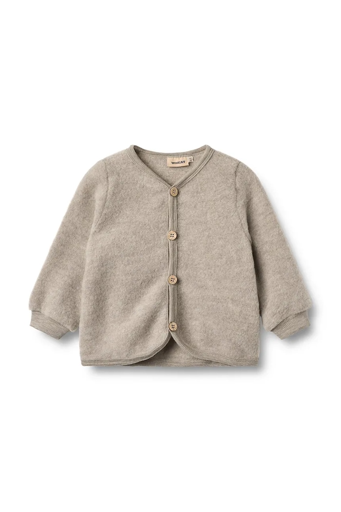 Wheat cardigan din lână merinos pentru bebeluși uni bej 6422k.786