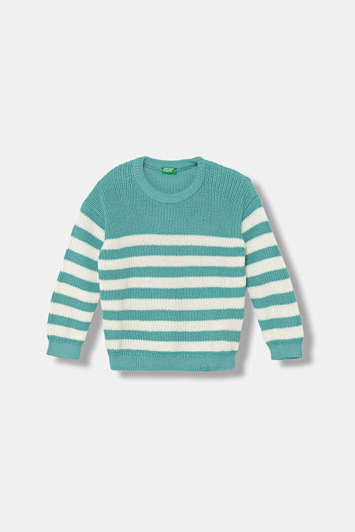 United Colors of Benetton detský sveter s bavlnou tyrkysová 18PFH103B.P.Stagionale
