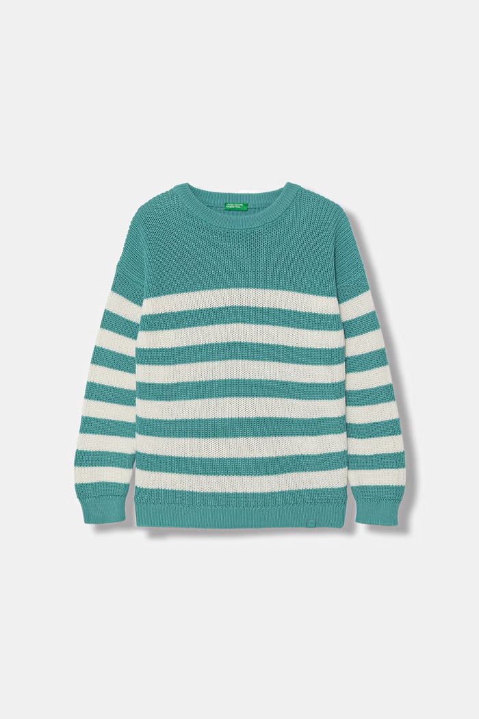 United Colors of Benetton detský sveter s bavlnou tyrkysová 18PFQ10A7.G.Stagionale