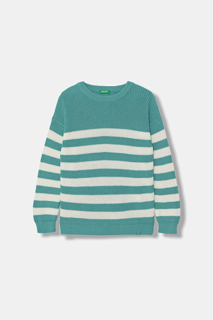 United Colors of Benetton detský sveter s bavlnou tyrkysová 18PFQ10A7.G.Stagionale