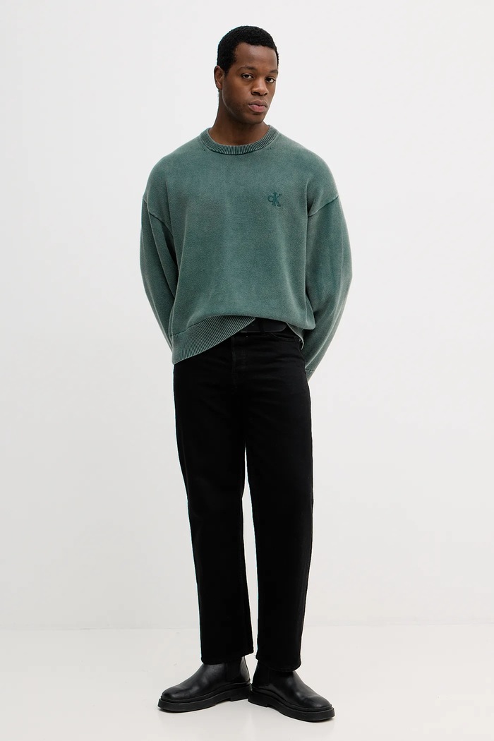 Calvin Klein Jeans sweter bawełniany LV04RE300G zielony SS26