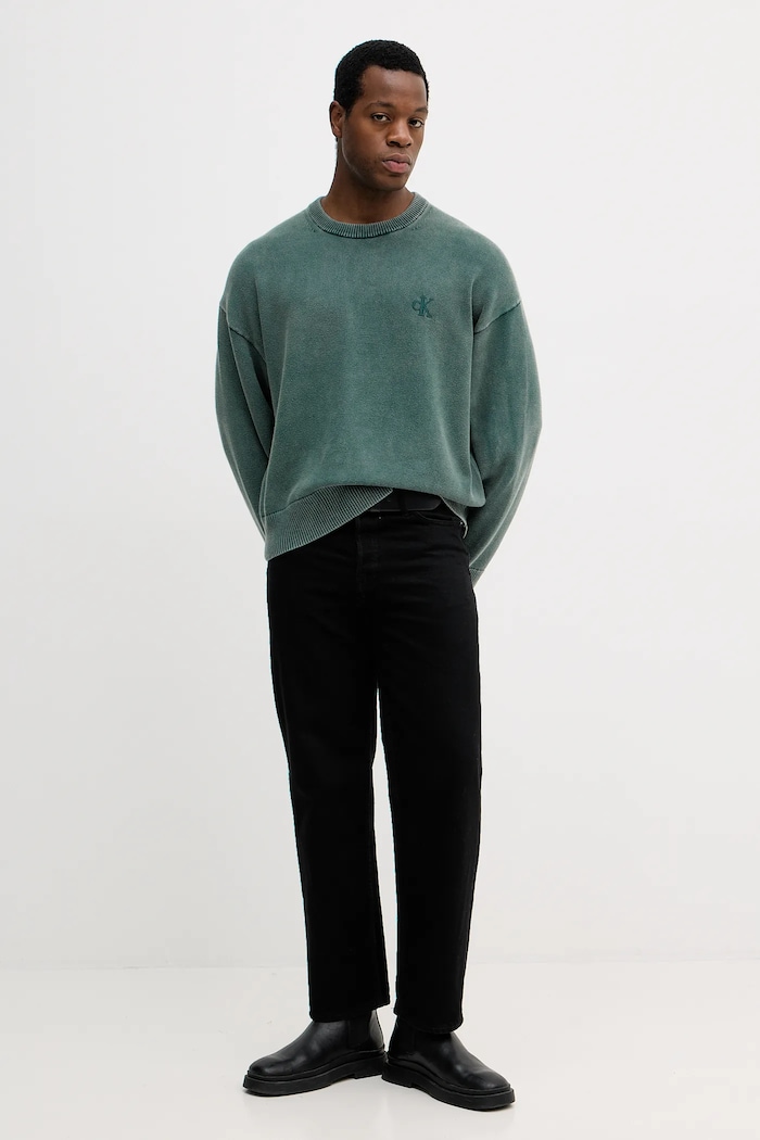 Calvin Klein Jeans sweter bawełniany LV04RE300G zielony SS26