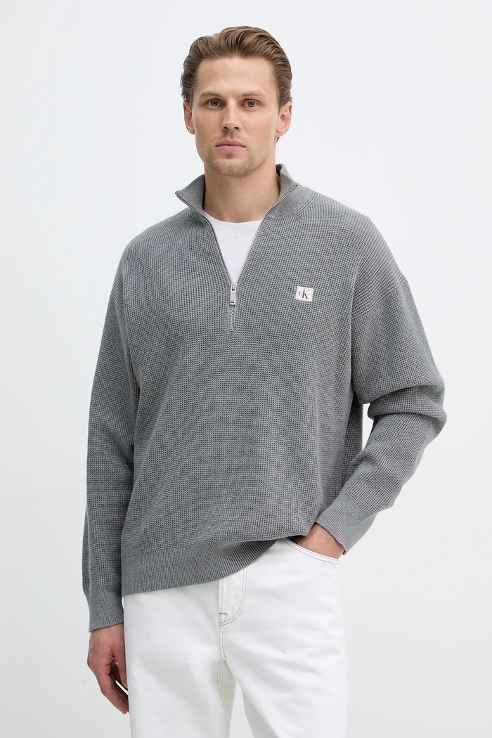 Bavlněný svetr Calvin Klein Jeans směs šedá LV04RE308G