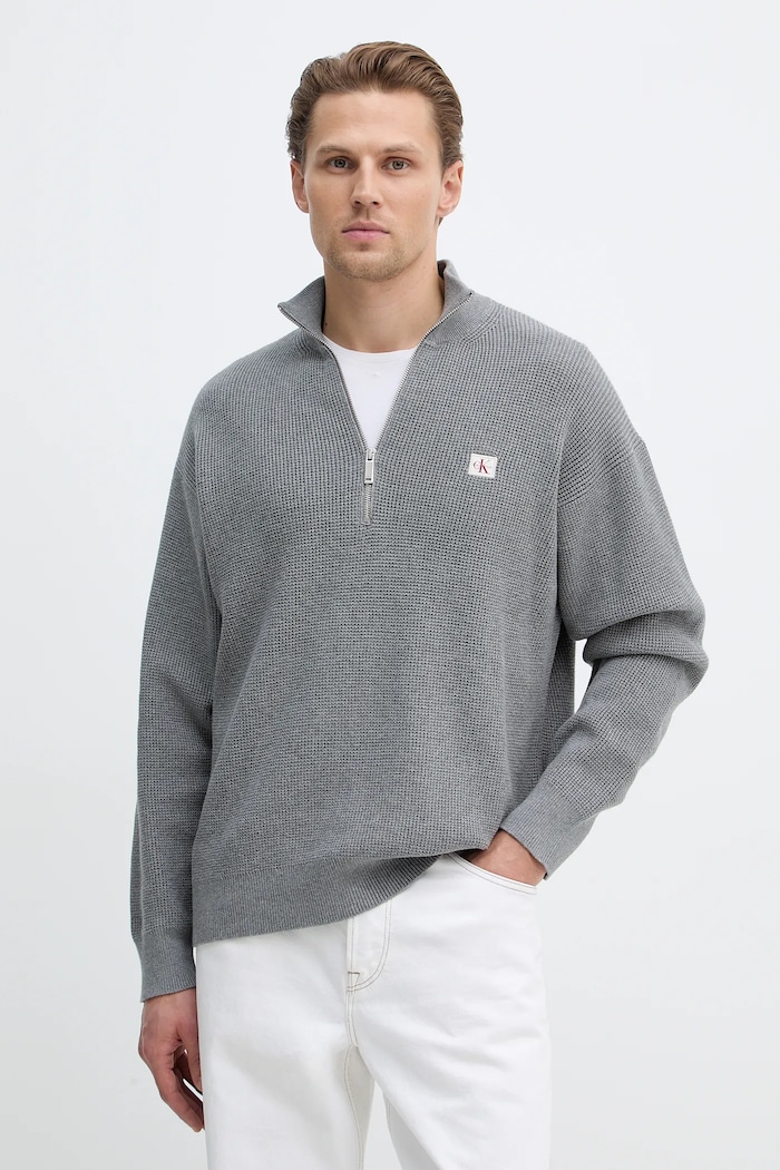Bavlněný svetr Calvin Klein Jeans směs šedá LV04RE308G