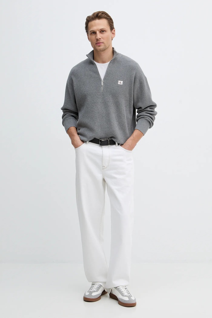 Bavlněný svetr Calvin Klein Jeans LV04RE308G šedá SS26