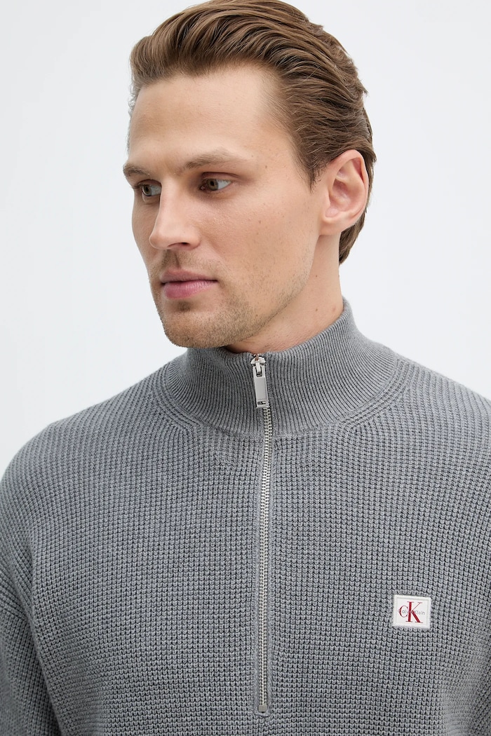Bavlněný svetr Calvin Klein Jeans šedá LV04RE308G