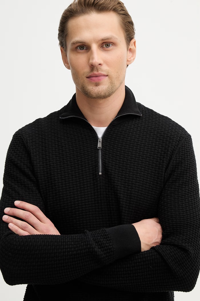 BOSS pulover pentru bărbați din bumbac H-Ulicio negru 50555118
