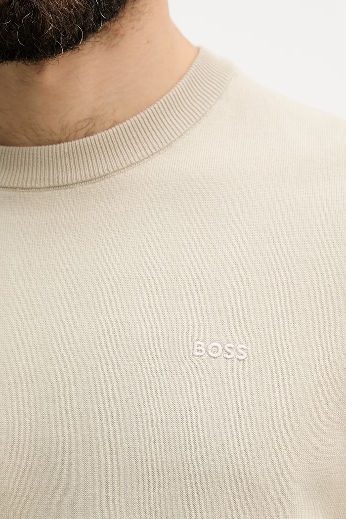 BOSS pulóver férfi pamut Upacas-L 50556344 bézs