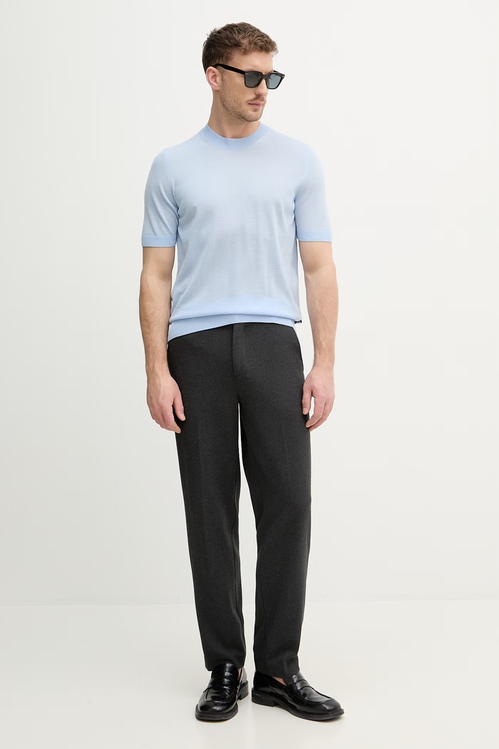 BOSS tricou bărbătesc din lână H-Umauro 50560476 albastru SS26