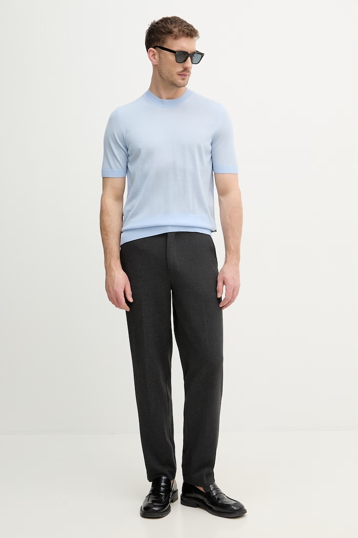 BOSS tricou bărbătesc din lână H-Umauro 50560476 albastru SS26