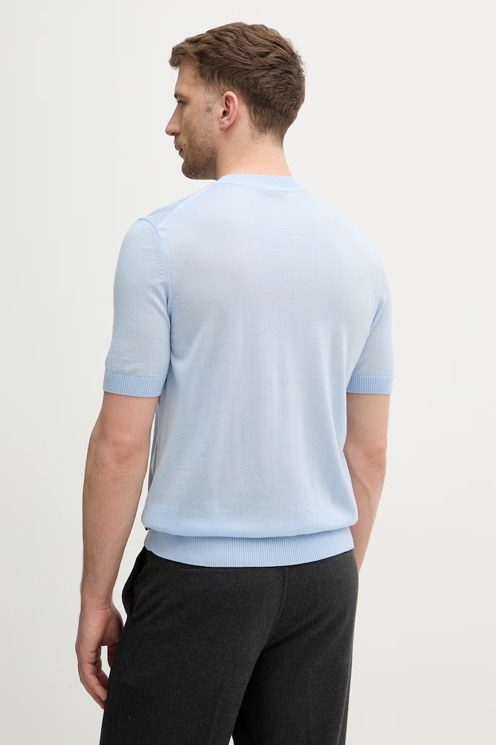 Îmbrăcăminte BOSS tricou bărbătesc din lână H-Umauro 50560476 albastru
