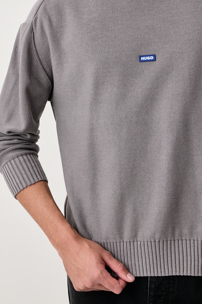 Sweter męski bawełniany San Casey-C1 HUGO Blue 50553601 szary