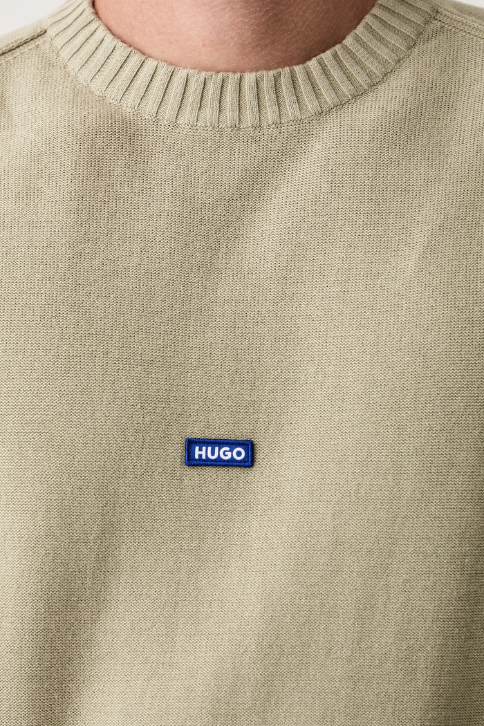 HUGO Blue svetr pánský bavlněný San Casey-C1 50553601 zelená