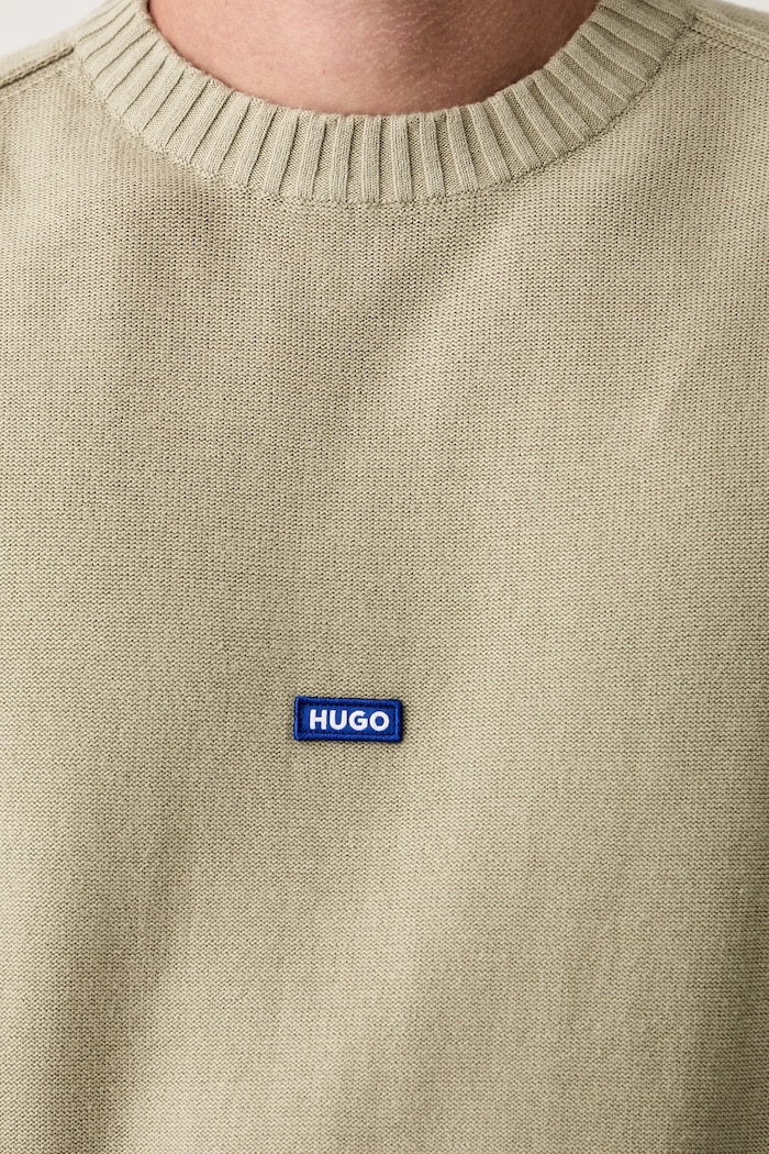 HUGO Blue svetr pánský bavlněný San Casey-C1 50553601 zelená