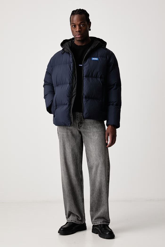 HUGO Blue Sweter męski bawełniany San Casey-C1 50553601 czarny SS26