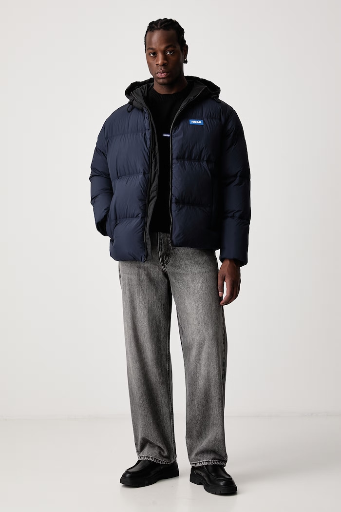 HUGO Blue Sweter męski bawełniany San Casey-C1 50553601 czarny SS26