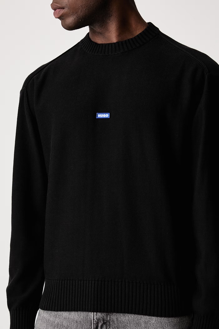 Sweter męski bawełniany San Casey-C1 HUGO Blue 50553601 czarny
