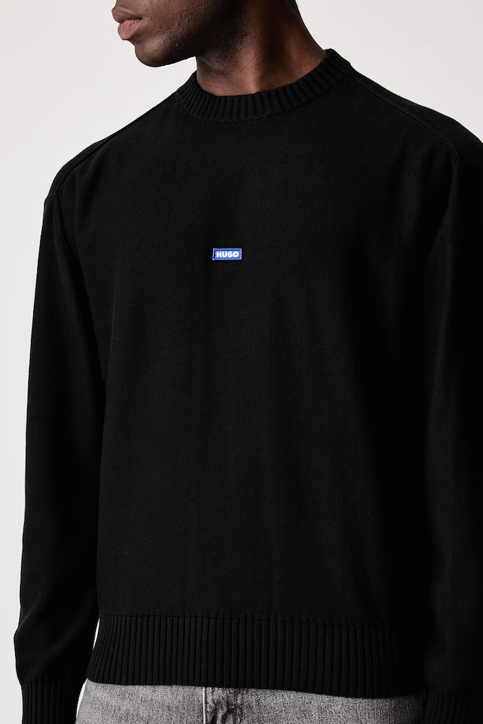 Sweter męski bawełniany San Casey-C1 HUGO Blue 50553601 czarny