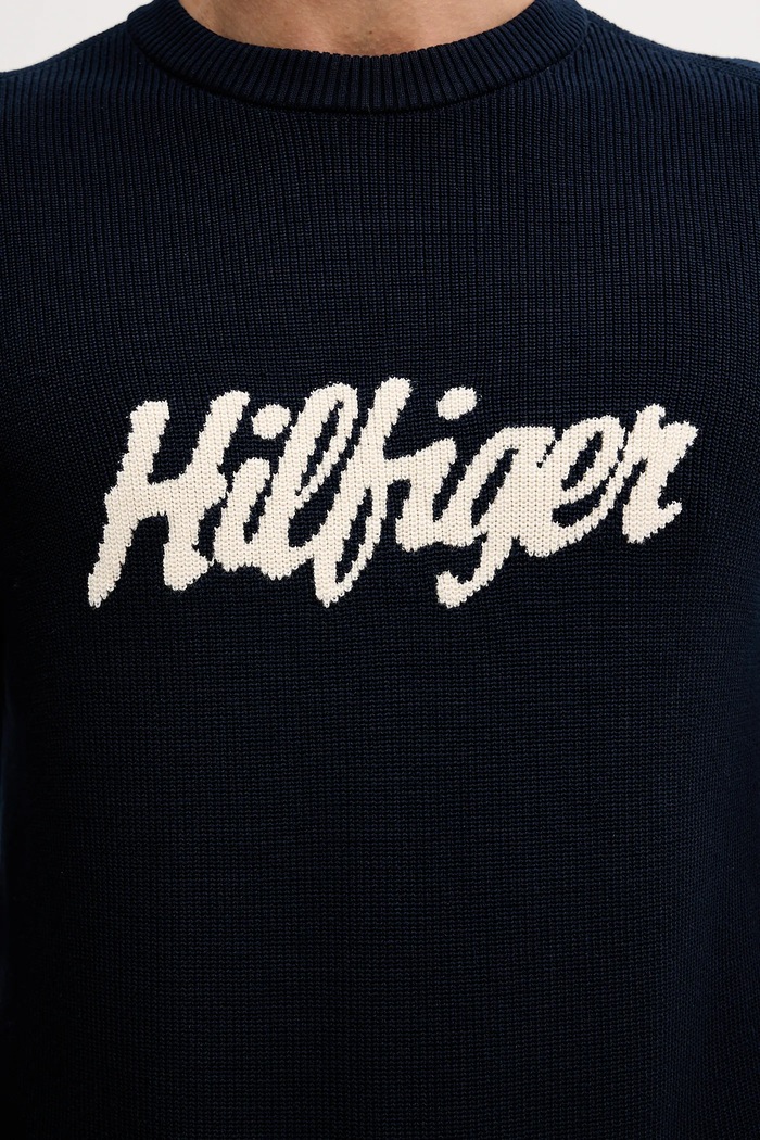 Βαμβακερό πουλόβερ Tommy Hilfiger MW0MW41647 σκούρο μπλε