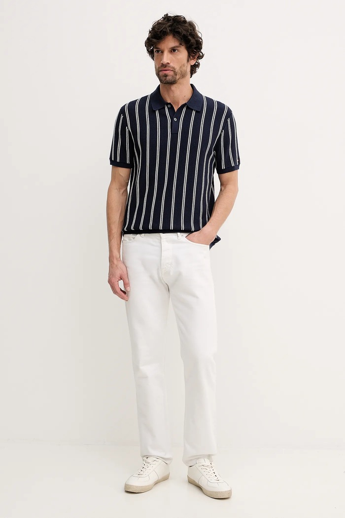 Bavlněné polo tričko Tommy Hilfiger MW0MW41949 námořnická modř SS26