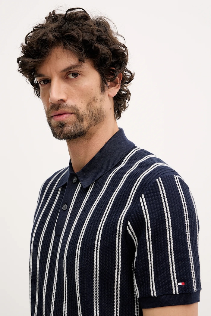 Bavlněné polo tričko Tommy Hilfiger námořnická modř MW0MW41949