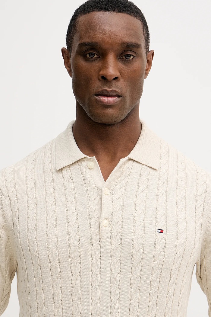 Tommy Hilfiger sweter męski bawełniany beżowy MW0MW41955