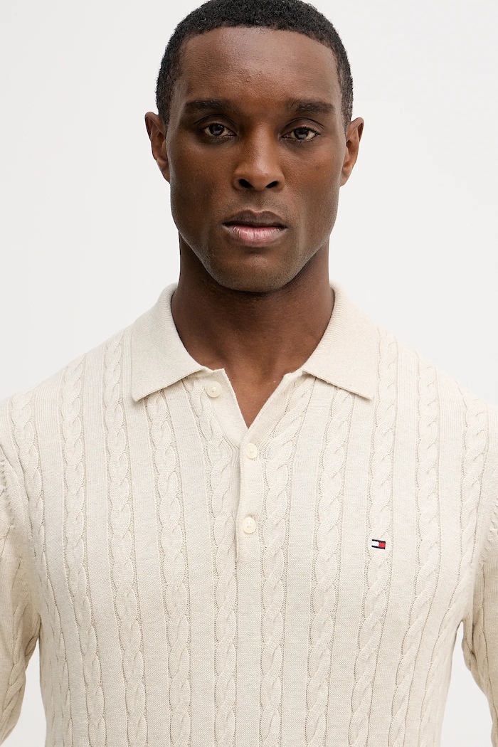 Tommy Hilfiger sweter męski bawełniany beżowy MW0MW41955