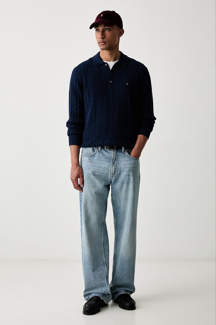 Tommy Hilfiger sweter męski bawełniany MW0MW41955 granatowy SS26