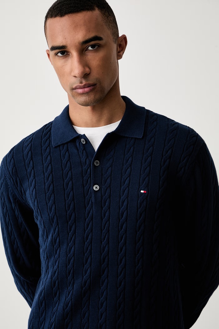 Tommy Hilfiger sweter męski bawełniany granatowy MW0MW41955