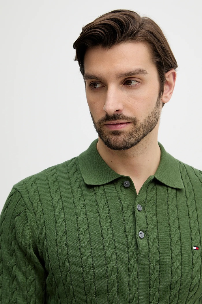 Bavlněný svetr Tommy Hilfiger zelená MW0MW41955