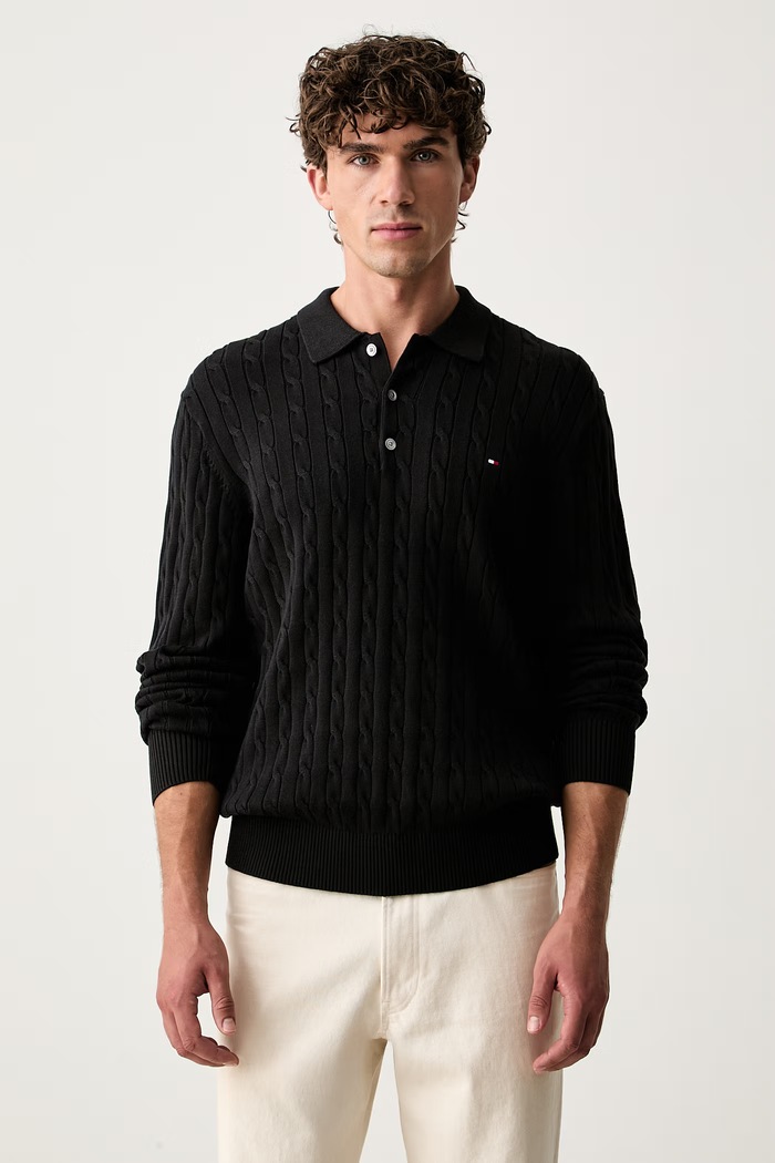 Tommy Hilfiger sweter męski bawełniany czarny MW0MW41955