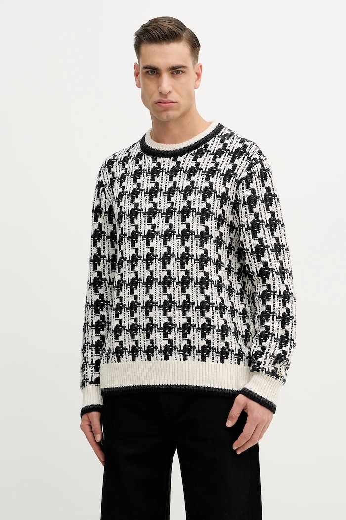 Svetr s příměsí vlny Tommy Hilfiger kulatý černá MW0MW41815