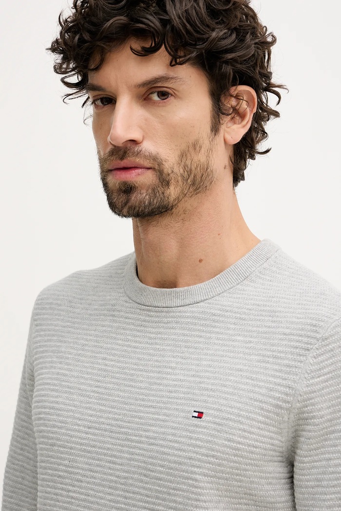 Bavlněný svetr Tommy Hilfiger šedá MW0MW41643