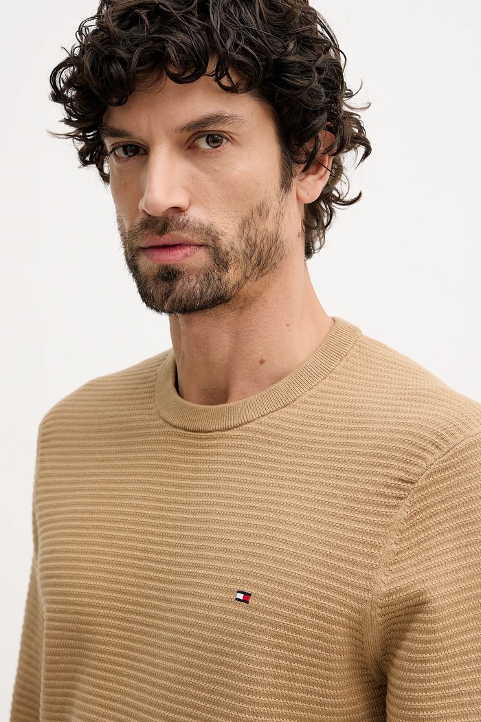 Bombažen pulover Tommy Hilfiger rjava MW0MW41643