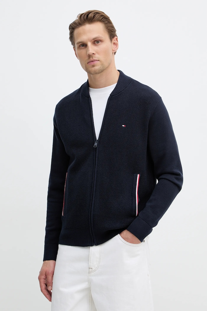 Bavlnený kardigán Tommy Hilfiger bavlna tmavomodrá MW0MW41543