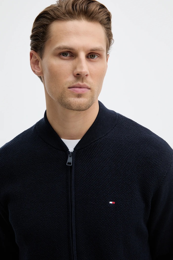 Bavlnený kardigán Tommy Hilfiger tmavomodrá MW0MW41543
