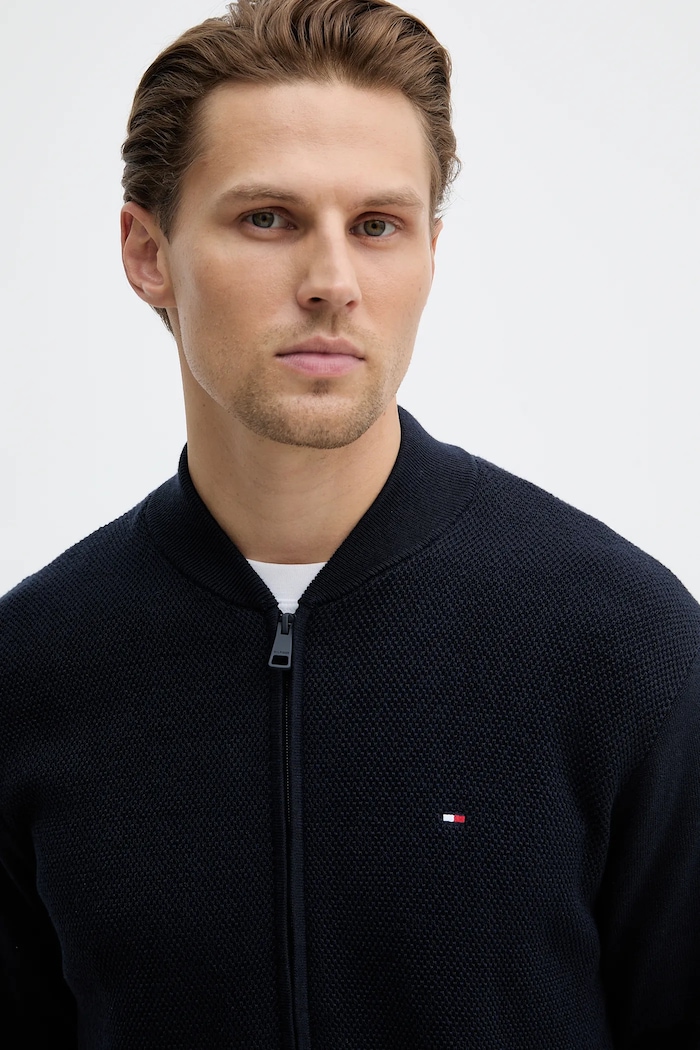 Bavlnený kardigán Tommy Hilfiger tmavomodrá MW0MW41543