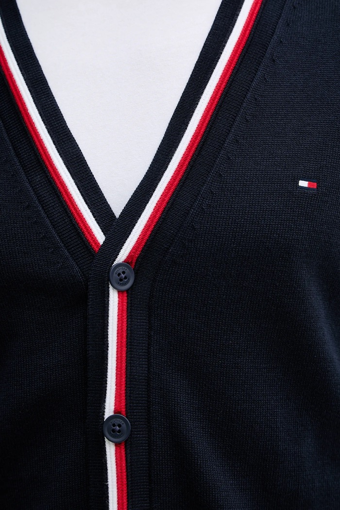 Bavlněný kardigan Tommy Hilfiger MW0MW41544 námořnická modř