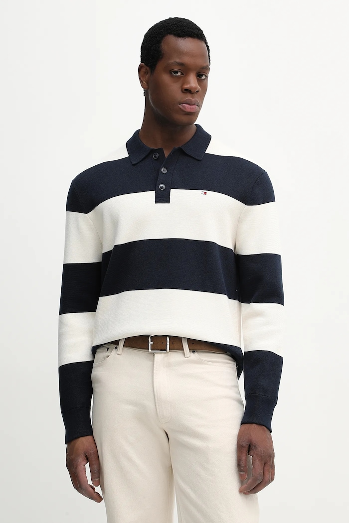 Tommy Hilfiger pulóver apró mintás sötétkék MW0MW41651