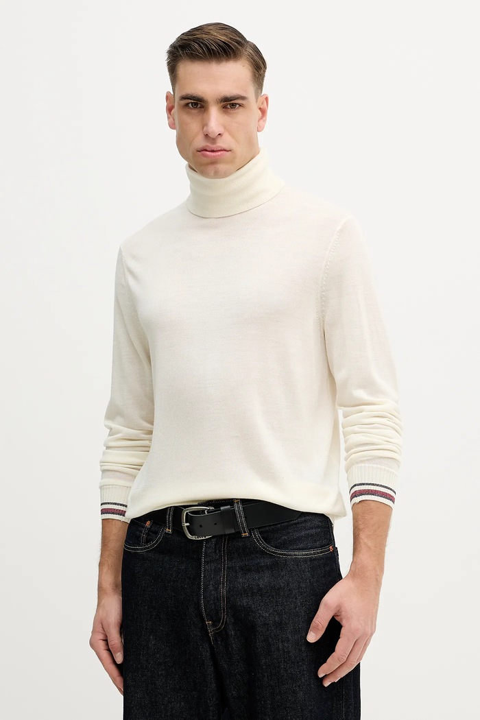 Pulover z dodatkom volne Tommy Hilfiger Tanka bež MW0MW41816