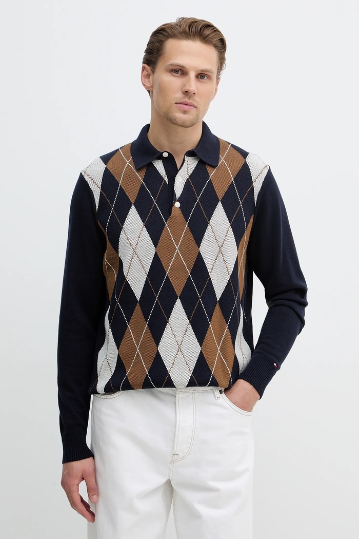 Bombažen pulover Tommy Hilfiger Tanka mornarsko modra MW0MW42614
