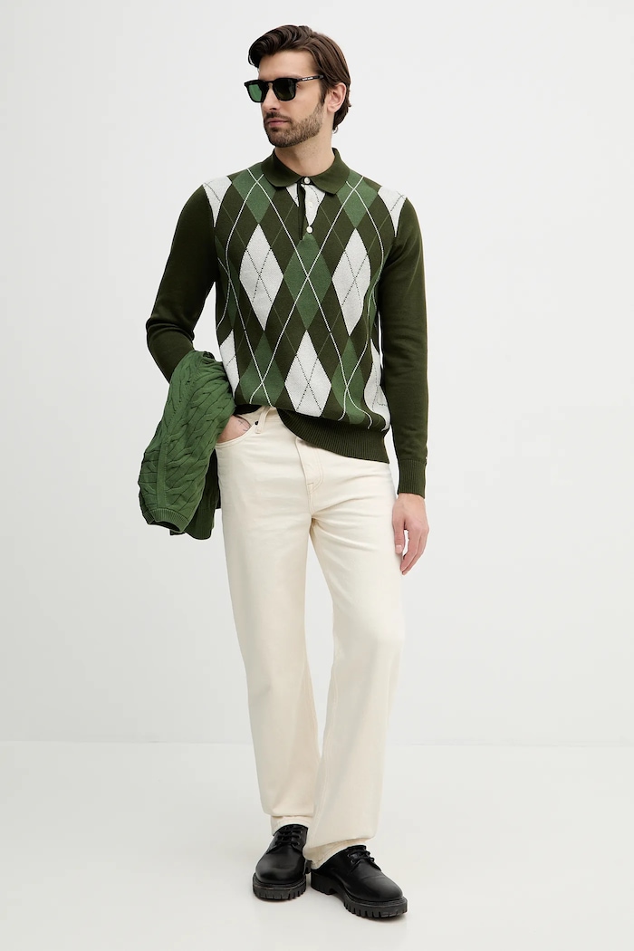 Tommy Hilfiger pamut pulóver MW0MW42614 zöld SS26