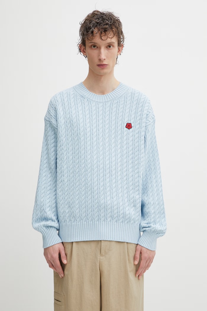 Kenzo wool blend sweater medium thickness blue FG55PU7703LK
