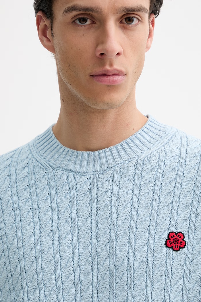 Kenzo pulover din amestec de lână albastru FG55PU7703LK