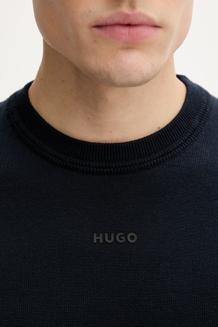 HUGO pulover de bumbac San Cassius-C2 50553588 bleumarin