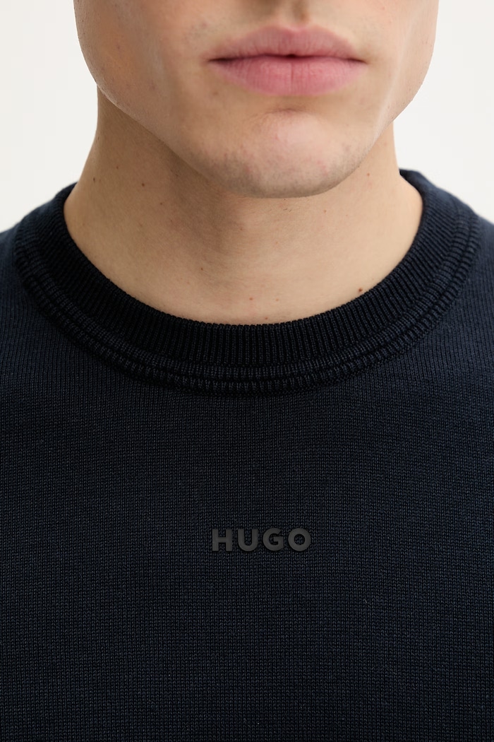 HUGO pulover de bumbac San Cassius-C2 50553588 bleumarin