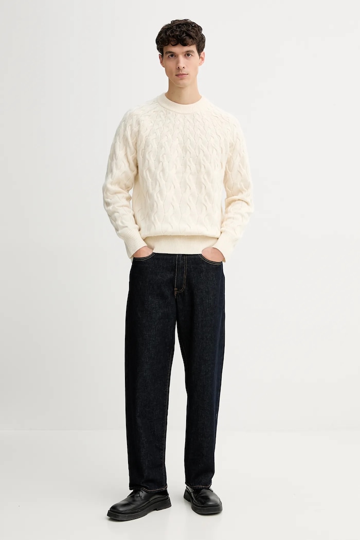 Sveter s prímesou vlny Calvin Klein LV04LE304G béžová SS26