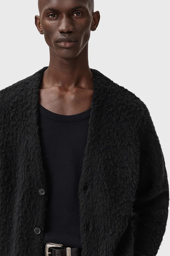 Кардиган з додаванням вовни AllSaints чорний M026KD